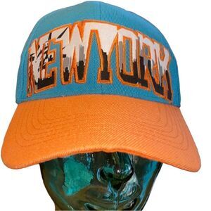 Vintage Teal and Orange New York Logo Baseball Cap